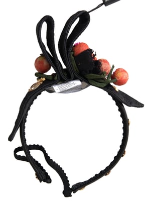 Schwarzes Diadem mit mehrfarbigen Feigenfrucht-Kristallen Haarband