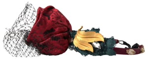 Rotes Diadem-Haarband mit mehrfarbigen Rosen aus Seiden-Kristallnetz-Logo