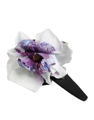 Schwarz-Grünes Seiden-Lila-Weiße Florale Applikation-Haarband