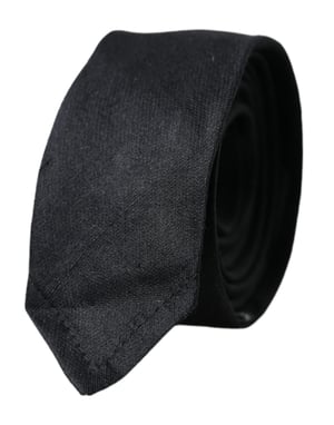 Schwarze einfarbige Krawatte aus 100 % Seide mit verstellbarem Band