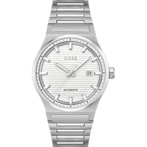 Graue Edelstahl-Armbanduhr