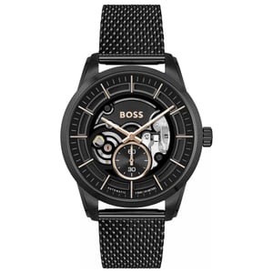 Schwarze Edelstahl-Armbanduhr