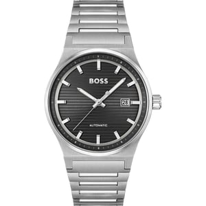 Graue Edelstahl-Armbanduhr