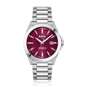 Graue Edelstahl-Armbanduhr