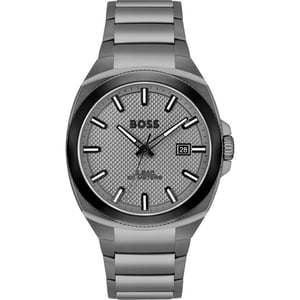 Graue Edelstahl-Armbanduhr