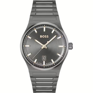 Graue Edelstahl-Armbanduhr