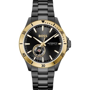Schwarze Edelstahl-Armbanduhr