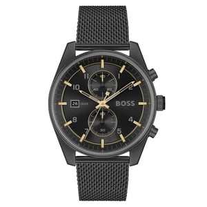 Schwarze Edelstahl-Armbanduhr