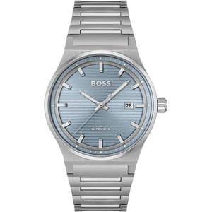 Graue Edelstahl-Armbanduhr