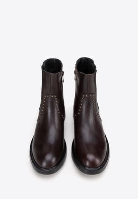 Wittchen Damen-Chelsea-Boots aus Leder mit Ziernieten, braunes Naturleder