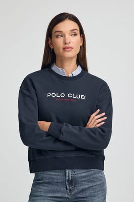 Sweatshirt marineblau im Boxy Fit Established 2012 Polo Club