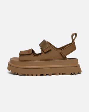 Plattform-Sandalen mit verstellbarem Riemen in Tan