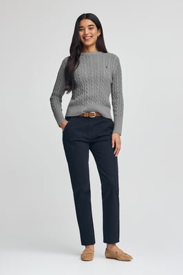 Pullover grau meliert mit Rundhalskragen aus Wollgemisch mit gesticktem Rigby Go-Logo