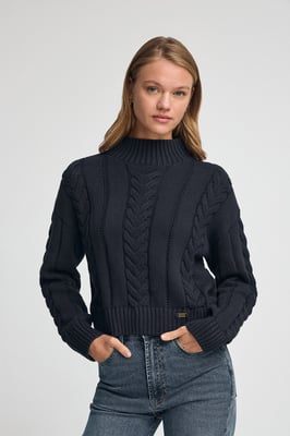 Grobstrick-Pullover Serena marineblau