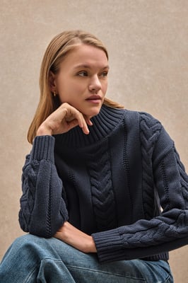 Grobstrick-Pullover Serena marineblau