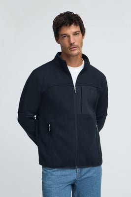 Sweatshirt aus Fleece marineblau mit Reißverschluss und Polo Club-Logo