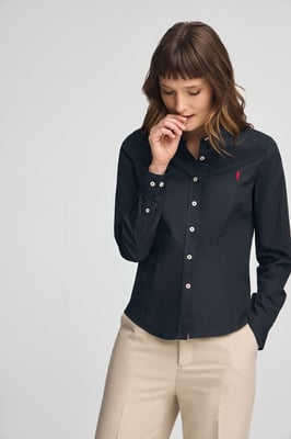 Hemd marineblau im Slim Fit mit Rigby Go-Logo