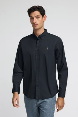 Hemd marineblau aus Popeline im Regular Fit mit Rigby Go-Logo