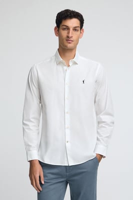 Hemd weiß aus Popeline im Slim Fit mit Rigby Go-Logo