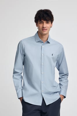 Hemd himmelblau aus Popeline im Slim Fit mit Rigby Go-Logo
