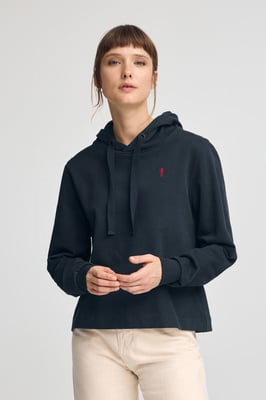 Sweatshirt marineblau mit Kapuze und Rigby Go Logo