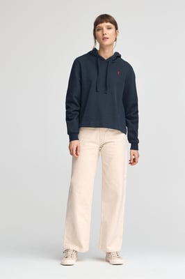 Sweatshirt marineblau mit Kapuze und Rigby Go Logo