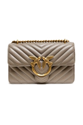 Graue Leder Love One Mini Schultertasche