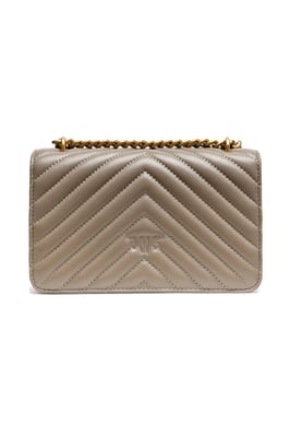 Graue Leder Love One Mini Schultertasche