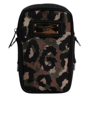 Mehrfarbige Leoparden-Jacquard-Logo-Plakette Nackenband-Tasche