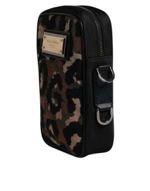 Mehrfarbige Leoparden-Jacquard-Logo-Plakette Nackenband-Tasche