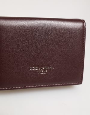 Leder geprägt Logo Dreifach Kartenhalter für Herren Dunkelbraun