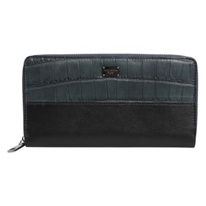 Schwarze Blaue Exklusive Leder Herren Continental Clutch Geldbörse