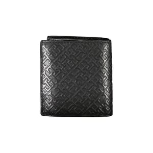 Tommy Hilfiger Elegante schwarze Leder Geldbörse mit zwei Fächern