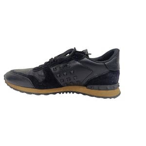 Valentino Garavani Rockrunner Low-Top Sneaker aus schwarzem Kalbfell