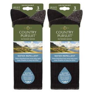 6 Paar Herren Wasserabweisende Mittelschwere Outdoorsocken für Wandern & Spaziergänge