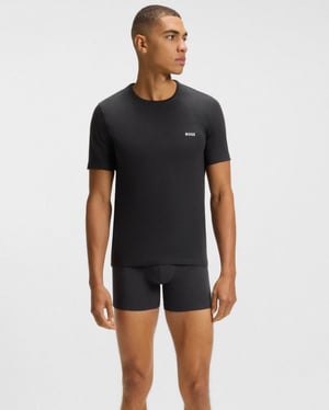 Dunkelgrünes T-Shirt mit besticktem Logo (3er-Pack)