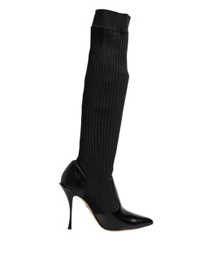 Strick Overknee Absatzstiefel