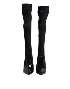 Strick Overknee Absatzstiefel