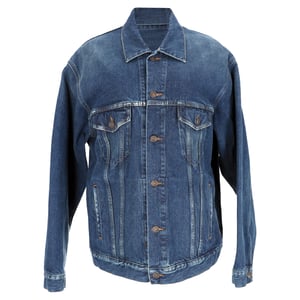 Balenciaga 'You Are The World' Bestickte Jeansjacke aus blauer Baumwolle