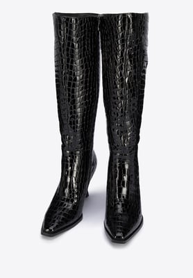 Wittchen Damen-Stiefeletten aus Lackleder mit Krokoprägung und hohem Absatz