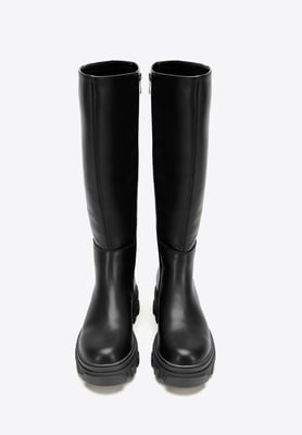 Wittchen Damen-Lederstiefel mit dicker Sohle und Reißverschluss, schwarz