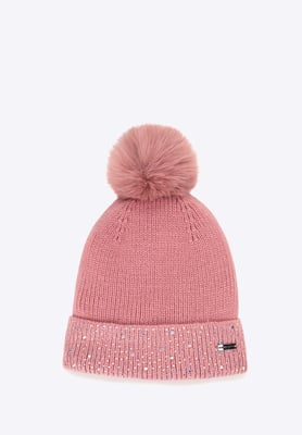 Wittchen Damen-Wintermütze mit geripptem Zierstreifen, rosa Acryl