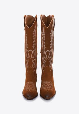 Wittchen Damen-Cowboystiefel aus Wildleder mit Stickerei, hoher Schaft