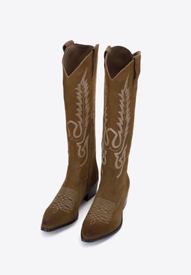 Wittchen Damen-Cowboystiefel aus Wildleder mit Stickerei, hoch