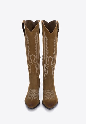 Wittchen Damen-Cowboystiefel aus Wildleder mit Stickerei, hoch