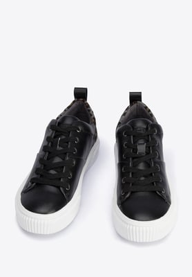 Wittchen Damen-Sneaker aus Leder mit Leopardenmuster, schwarzes Naturleder