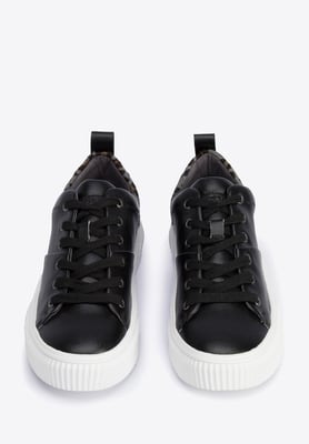 Wittchen Damen-Sneaker aus Leder mit Leopardenmuster, schwarzes Naturleder