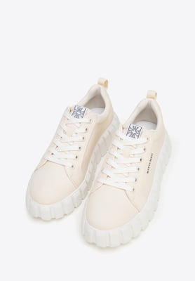 Wittchen Damen Plateau-Sneaker Hellbeige Textilmaterial