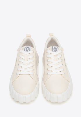 Wittchen Damen Plateau-Sneaker Hellbeige Textilmaterial