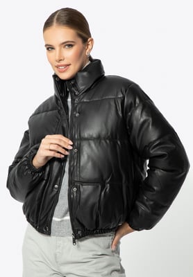 Wittchen Damen-PUFFjacke aus schwarzem Kunstleder